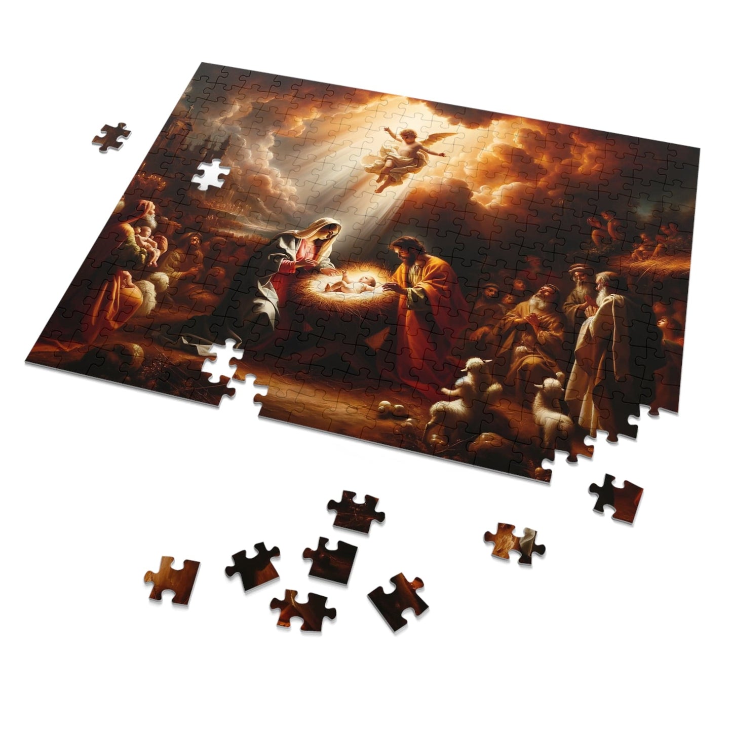 Jesus and Angels Jigsaw Puzzles | Nativity Scene Jigsaw Puzzle 110, 252, 500, 1000 piece for Christmas | Limited Edition | Religious Holy Puzzle for Adult & Kids