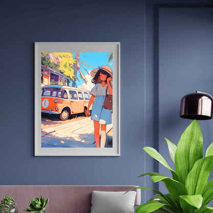 2023 Printable Bright Retro Vintage Beach Coastal Vacation Travel Decorative Unframed Digital Ambiance Wall Hanging Home Decor Digital Download