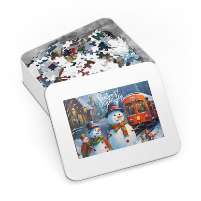 Customizable Jigsaw Puzzle Gift 1000 Pieces: Snowman Adventures | Custom Text with Sizes (110-1000 Pieces) | Challenging Puzzle | Ideal Gift | Educational Family Activity