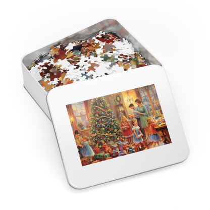 Christmas Tree Jigsaw Puzzle 1000 Piece: Family Putting Gifts Around Christmas Tree |Custom Sizes (110-1000) | Hardest Jigsaw Puzzles| Limited Edition Festive Gift | Stress-Relieving Activity for Kids & Adults