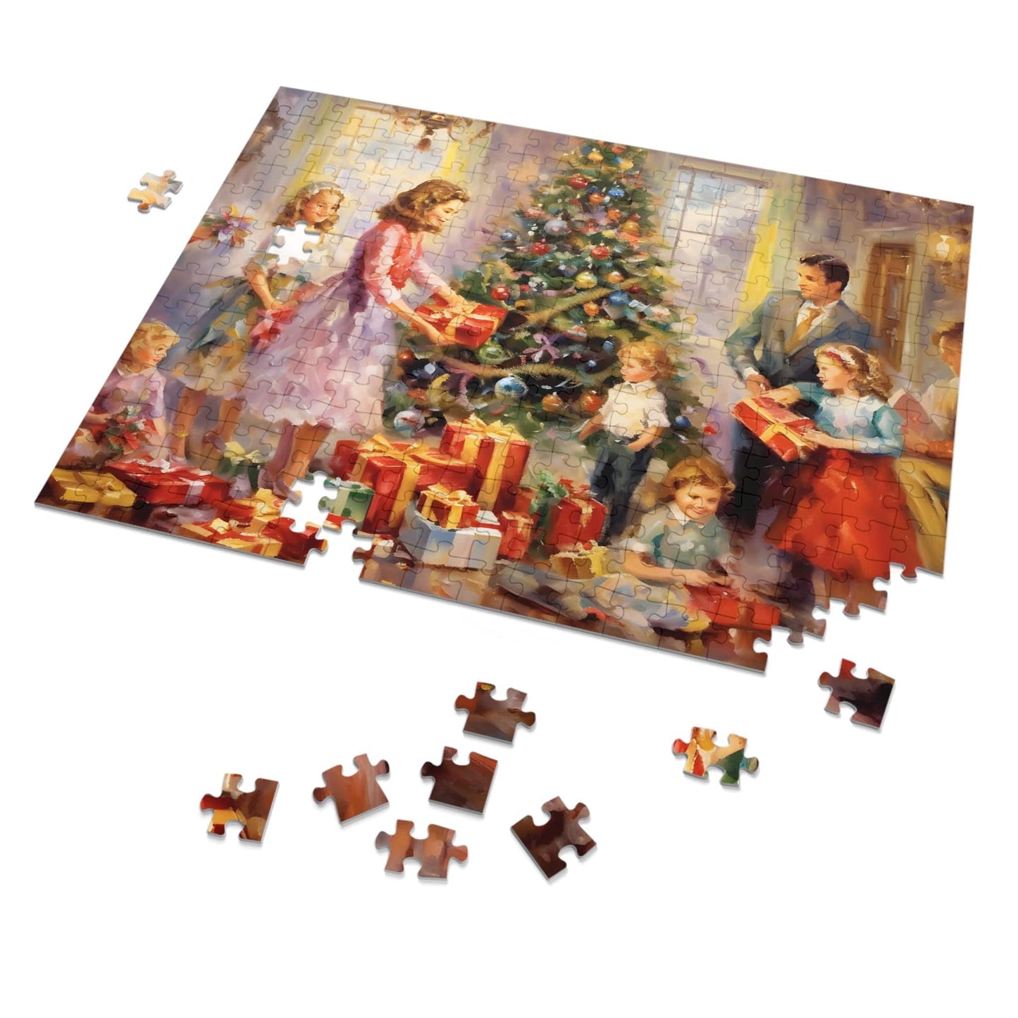 Christmas Eve Jigsaw Puzzle (1000 Pieces): Happy Family Around Christmas Tree | Custom Sizes (110-1000) | Hardest Puzzles | Festive Puzzle Gifts | Stress-Relief Activity for Kids & Adults | Limited Edition