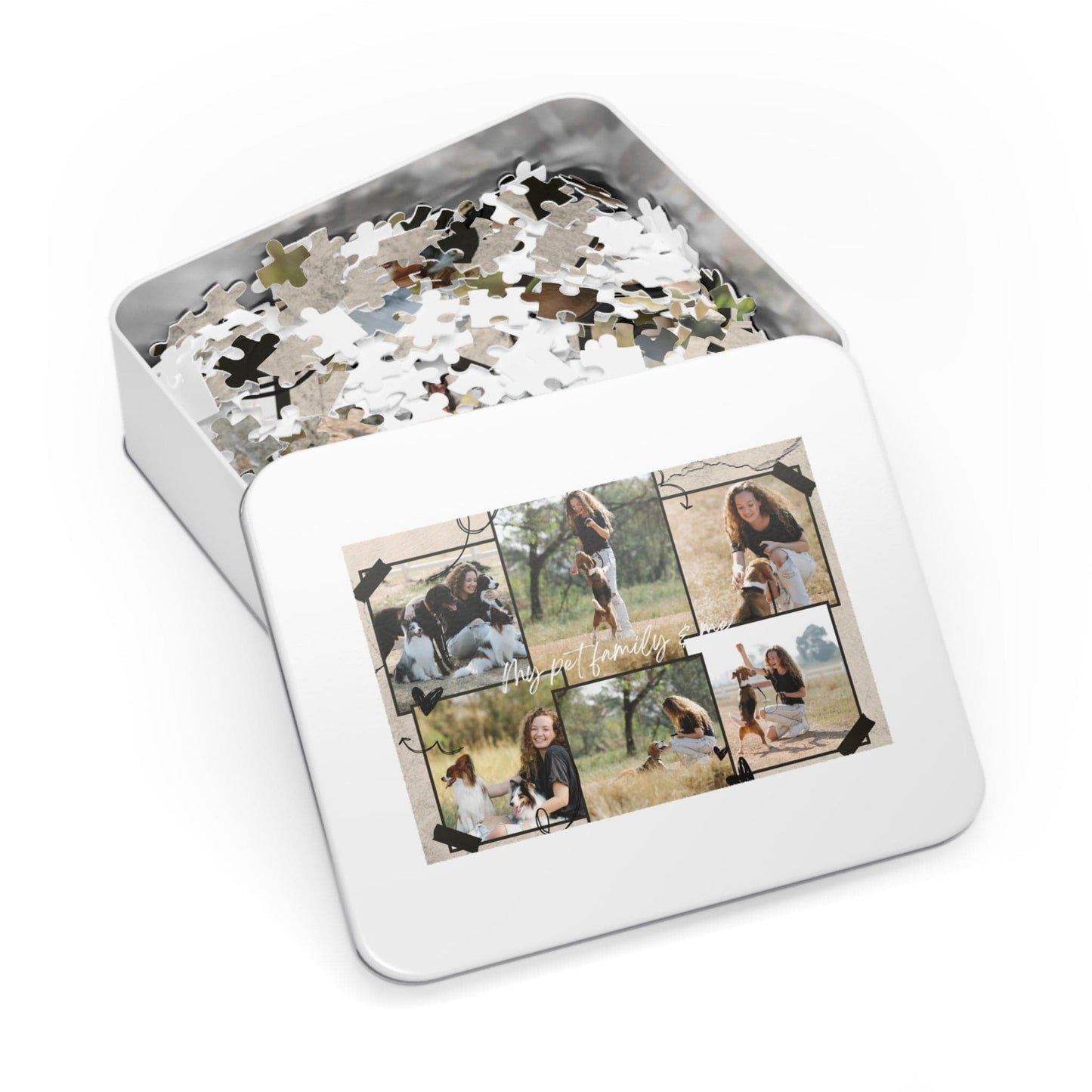 My Pet Family Custom Photo & Text Jigsaw Puzzle 1000/500/252/110 Pieces | Customized Gift for Pet Lovers