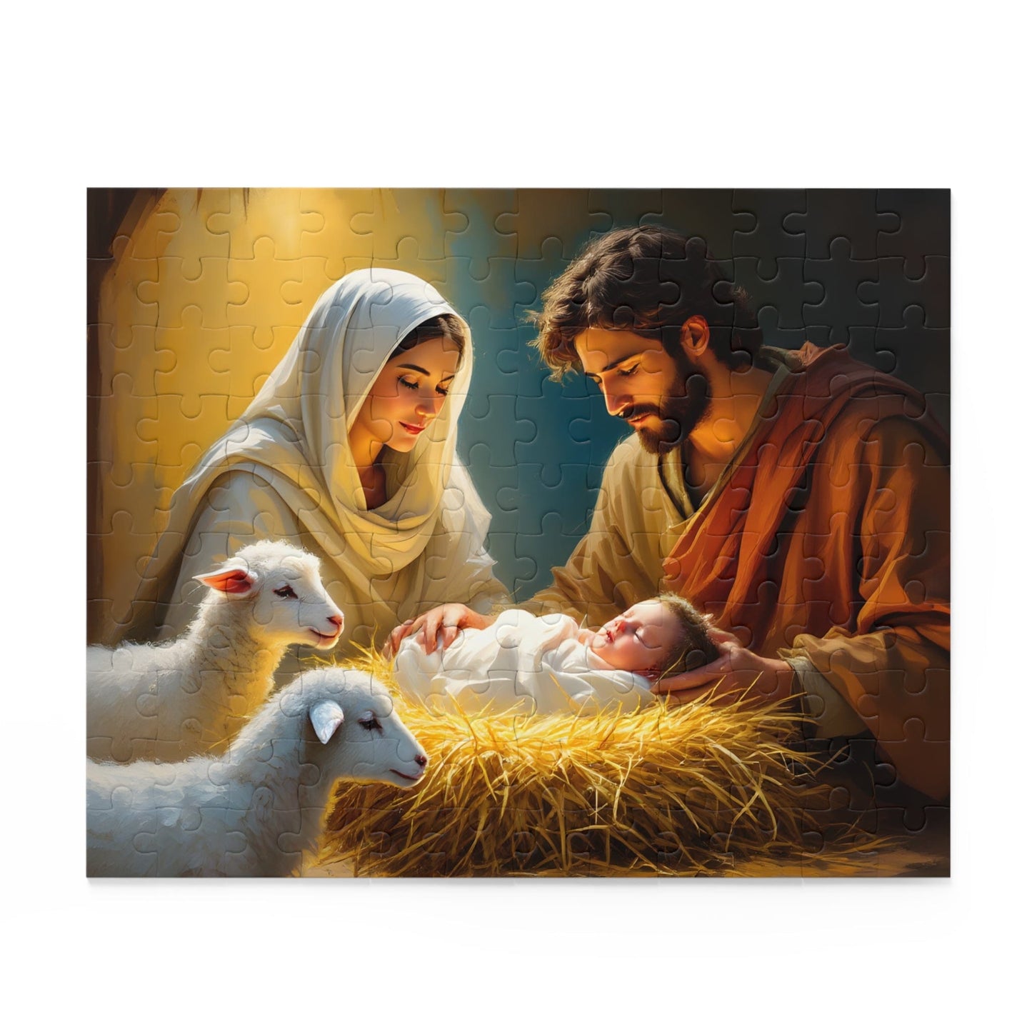 SARSARI Baby Jesus Jigsaw Puzzle (120, 252, 500 pieces) for Kids & Adult | Christmas Art Puzzles Gift | Holiday Religious Gift for Family