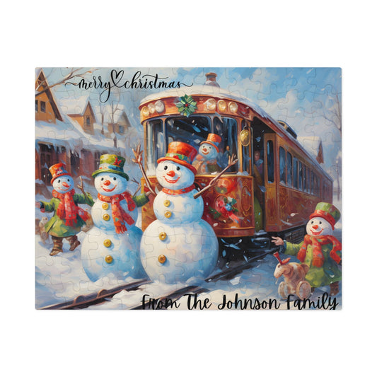 Customized Jigsaw Puzzle Gift 1000 Pieces: Snowman and Friends | Custom Text with Sizes (110-1000 Pieces) | Challenging Puzzle | Ideal Gift | Educational Family Activity