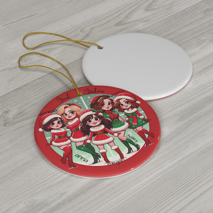 Personalized Christmas Ornaments for Soul Sisters 2023 3mm Round Ceramic (Four Shapes) | Group of Five with Names