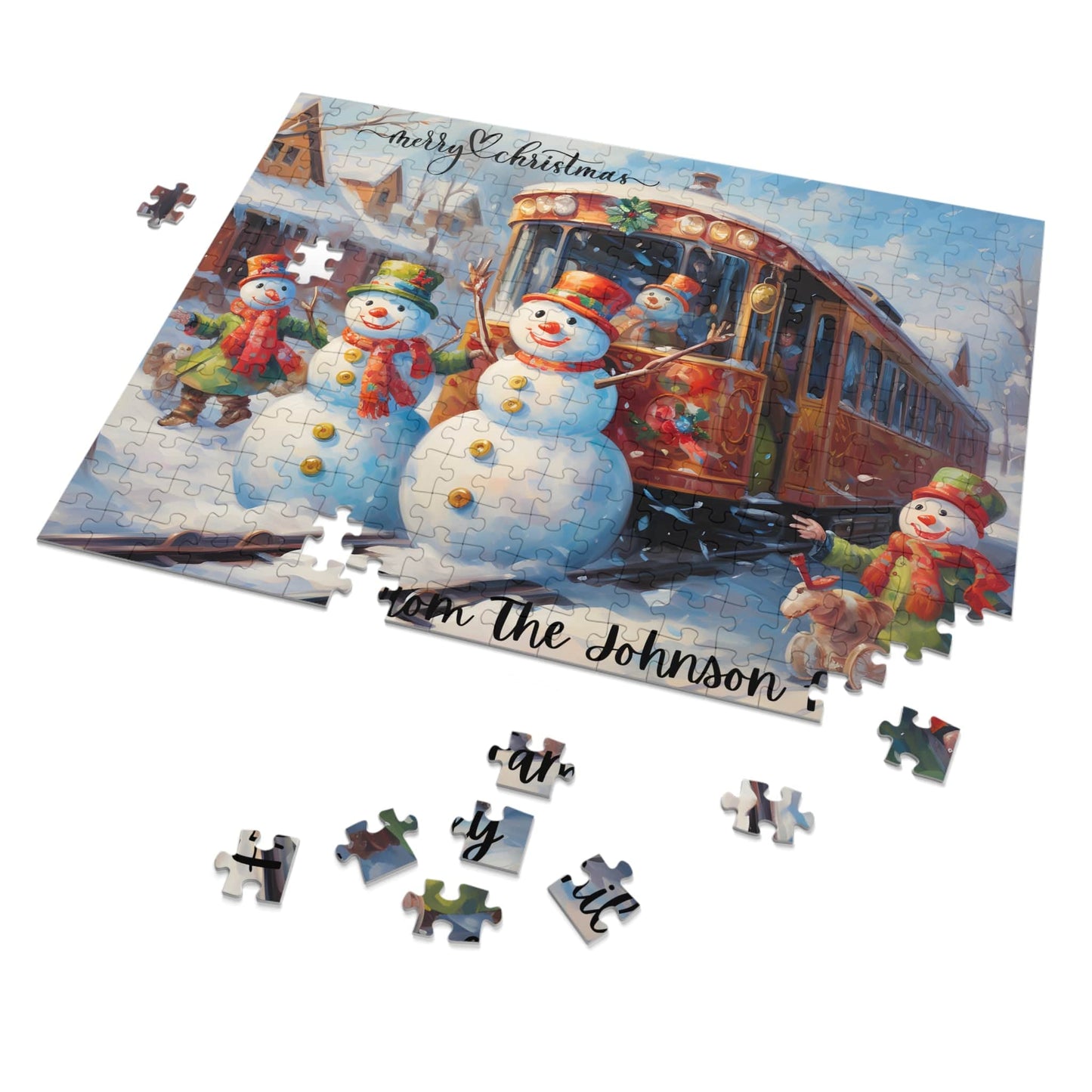 Customized Jigsaw Puzzle Gift 1000 Pieces: Snowman and Friends | Custom Text with Sizes (110-1000 Pieces) | Challenging Puzzle | Ideal Gift | Educational Family Activity