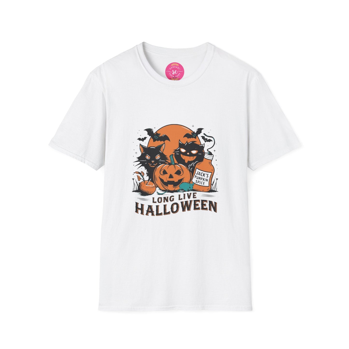 Long Live Halloween Print Round Neck Tee Shirt for Women/Men S-3XL - White/Sand #G6400