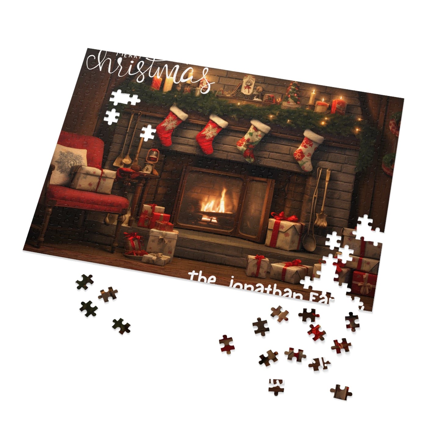 Custom Jigsaw Puzzle 1000 Pieces: Cozy Fireplace | Custom Text with Sizes (110-1000 Pieces) | Challenging Puzzle | Ideal Gift | Educational Family Activity