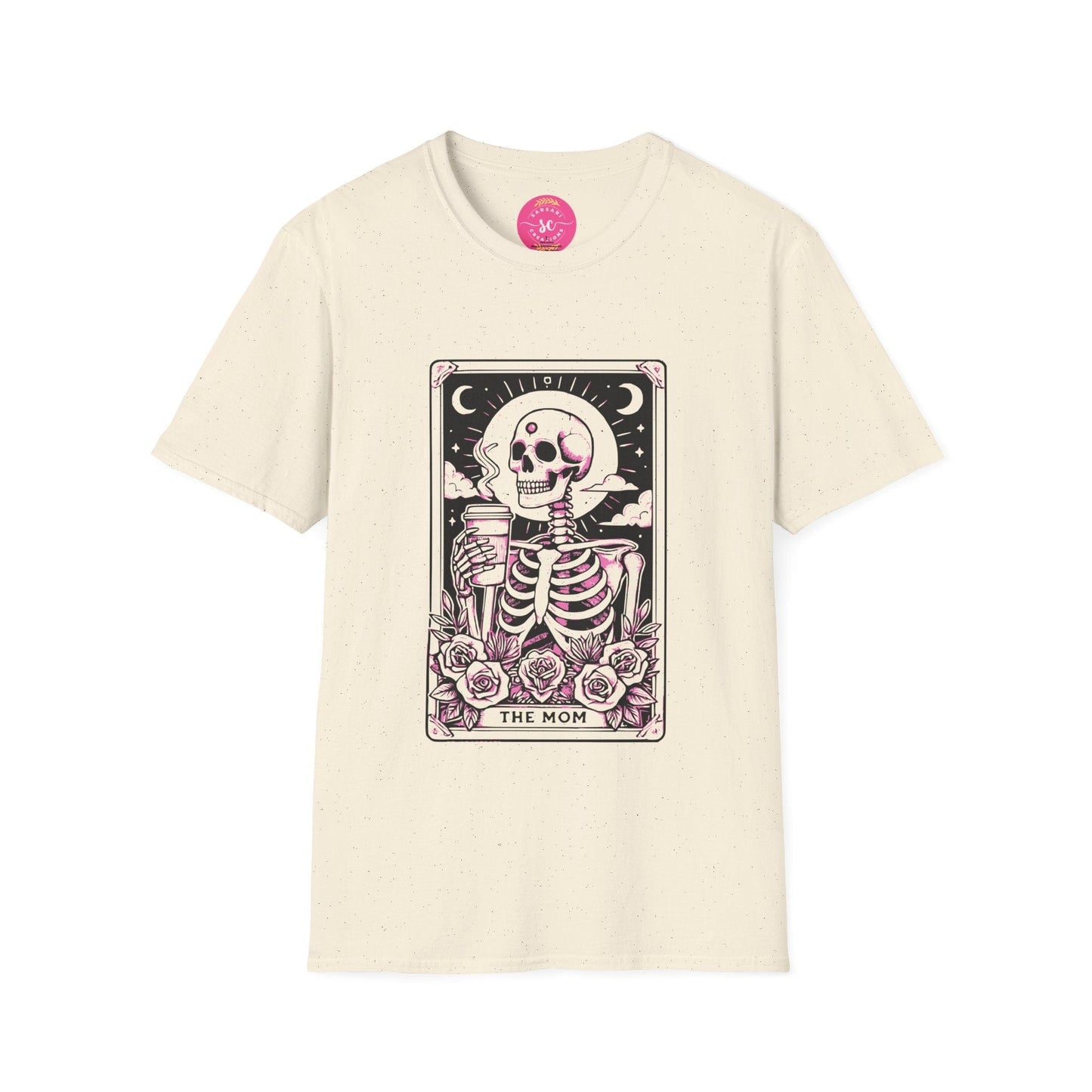 The Mom Tarot Card Witchy Vibes Round Neck Print Tee Shirt for Women/Men XS-5XL - Natural/White #G6400