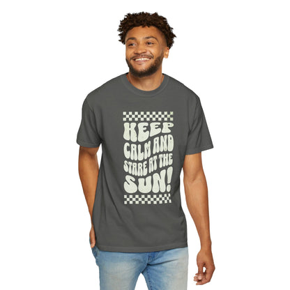 Comfort Colors Funny Unisex Keep Calm and Stare at Sun Total Solar 2024 Tee Shirt S-4XL - Black/Pepper