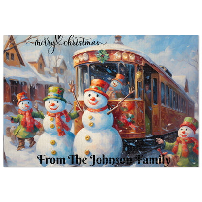 Customized Jigsaw Puzzle Gift 1000 Pieces: Snowman and Friends | Custom Text with Sizes (110-1000 Pieces) | Challenging Puzzle | Ideal Gift | Educational Family Activity