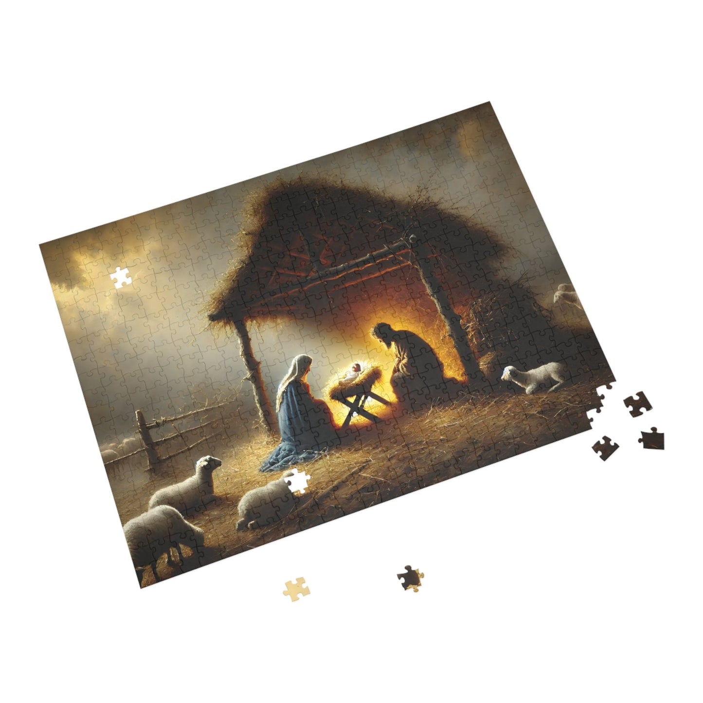 SARSARI O Night Divine Jigsaw Puzzle (252, 500 and 1000 pieces) | Oil Painting of Jesus, Mary and Joseph | Holiday Religious Gift for Family