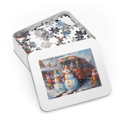 Customized Jigsaw Puzzle Gift 1000 Pieces: Snowman and Friends | Custom Text with Sizes (110-1000 Pieces) | Challenging Puzzle | Ideal Gift | Educational Family Activity