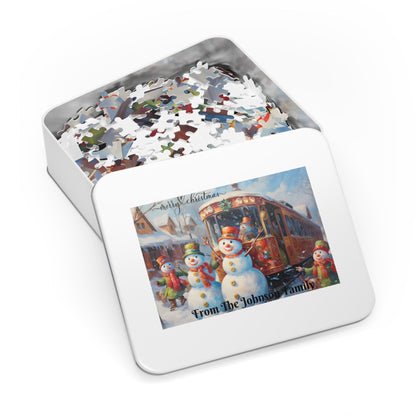 Customized Jigsaw Puzzle Gift 1000 Pieces: Snowman and Friends | Custom Text with Sizes (110-1000 Pieces) | Challenging Puzzle | Ideal Gift | Educational Family Activity