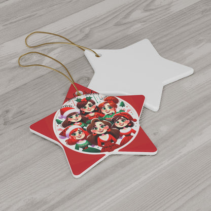 6 Person Christmas Ornament Personalized Soul Sisters 2023 3mm Round Ceramic (Four Shapes) | Group of Six with Names