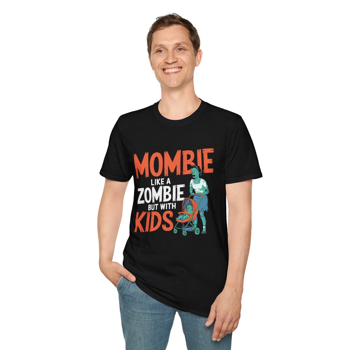 Black Mombie Like a Zombie Funny Halloween 90s Nostalgia Fall Winter Classic Fit Print Tee Shirt for Women/Men XS-5XL - #G6400