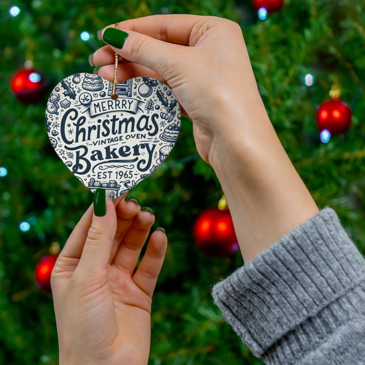 Personalized Business Christmas Ornaments 2023 3mm Round Ceramic (Four Shapes)  | Ideal for Bakery Shop & Small Business Owners | Unique New Business Gift