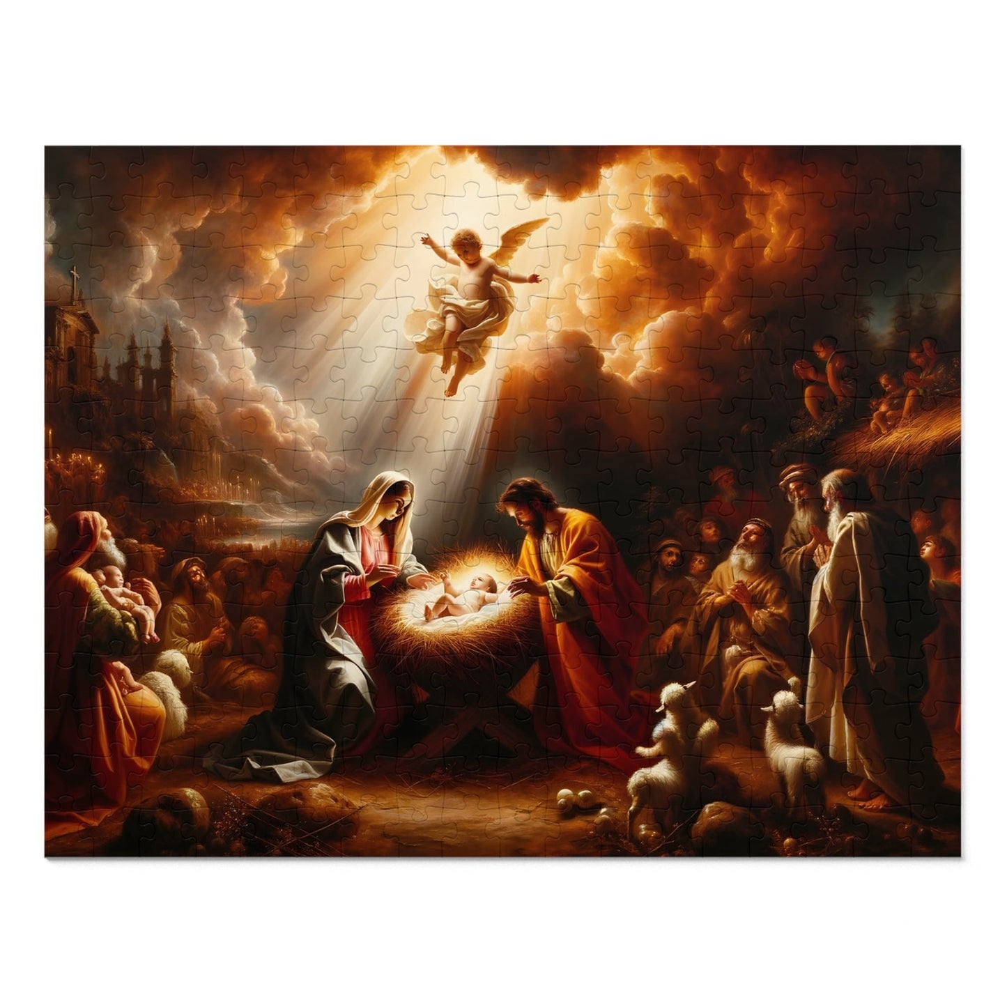 Jesus and Angels Jigsaw Puzzles | Nativity Scene Jigsaw Puzzle 110, 252, 500, 1000 piece for Christmas | Limited Edition | Religious Holy Puzzle for Adult & Kids