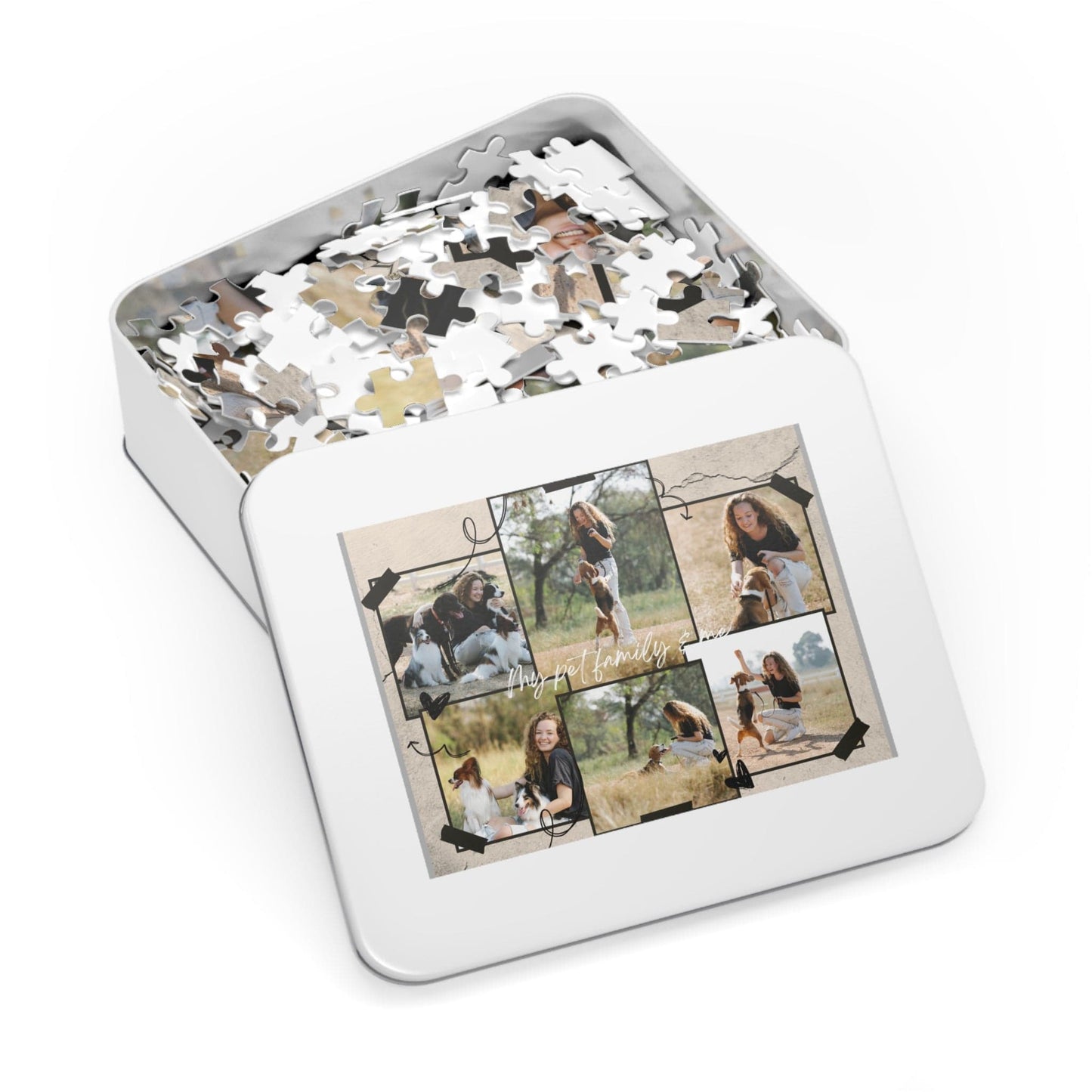 My Pet Family Custom Photo & Text Jigsaw Puzzle 1000/500/252/110 Pieces | Customized Gift for Pet Lovers