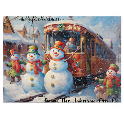 Customized Jigsaw Puzzle Gift 1000 Pieces: Snowman and Friends | Custom Text with Sizes (110-1000 Pieces) | Challenging Puzzle | Ideal Gift | Educational Family Activity