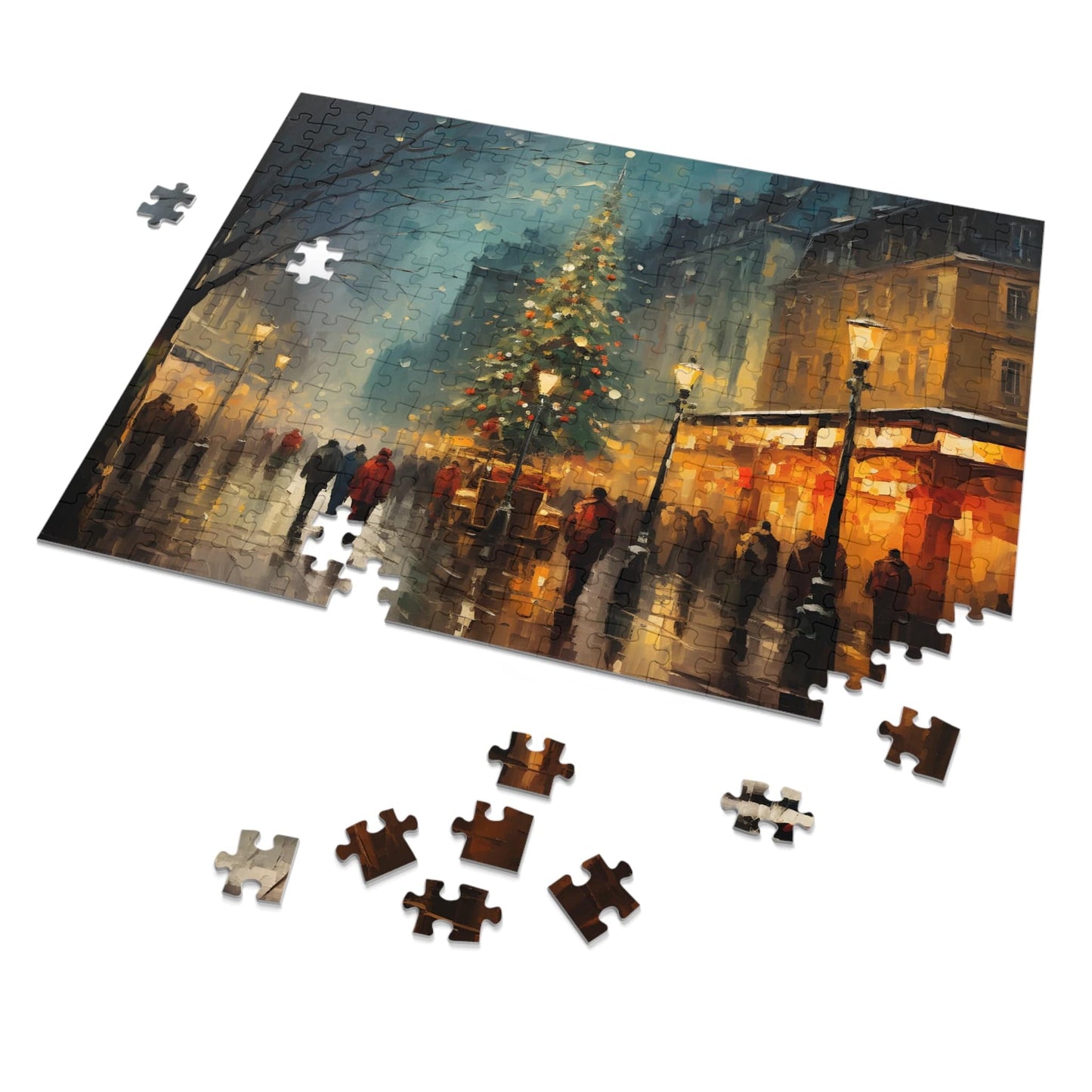 Christmas Jigsaw Puzzle: Vibrant Festive Market | Van Gogh Inspired | Customizable Sizes (30-1000 Pieces) | Ideal Gift for Family Game Night | Stress Relief for Kids & Adults