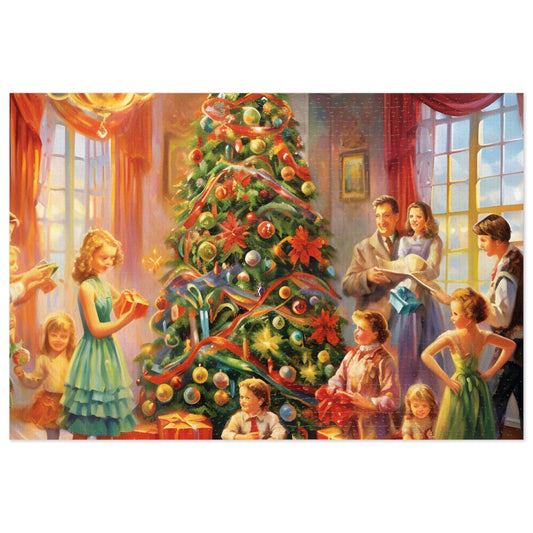 Modern Christmas Jigsaw Puzzle (1000 Pieces):Oil-Painted Home Party Scene | Custom Sizes (110-1000 Pieces) | Challenging Festive Activity | Ideal Holiday Gift | Brain Teasing Game for Kids & Adults