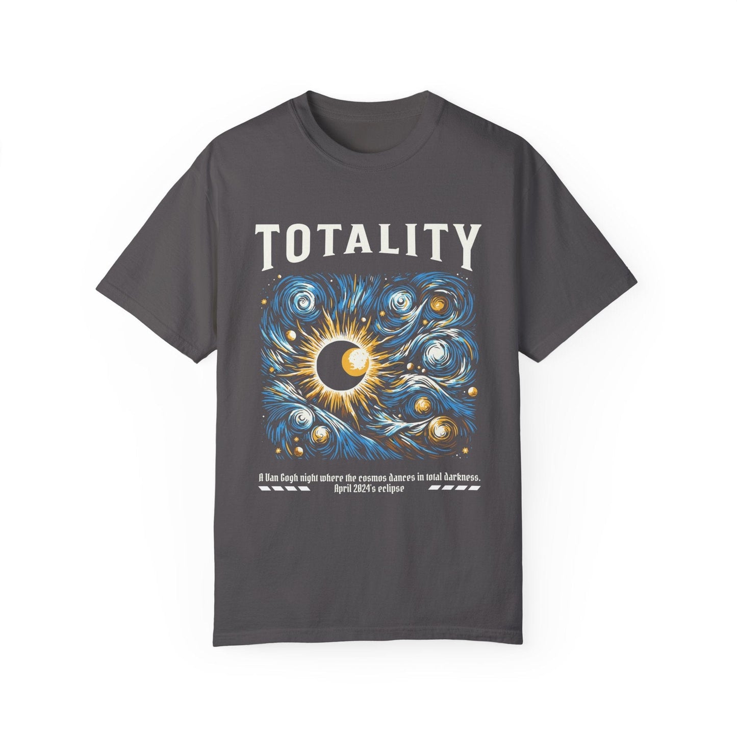 Totality Solar Eclipse 4.08.24 Starry Night Painting Shirt Adult S-4XL - Black/Graphite
