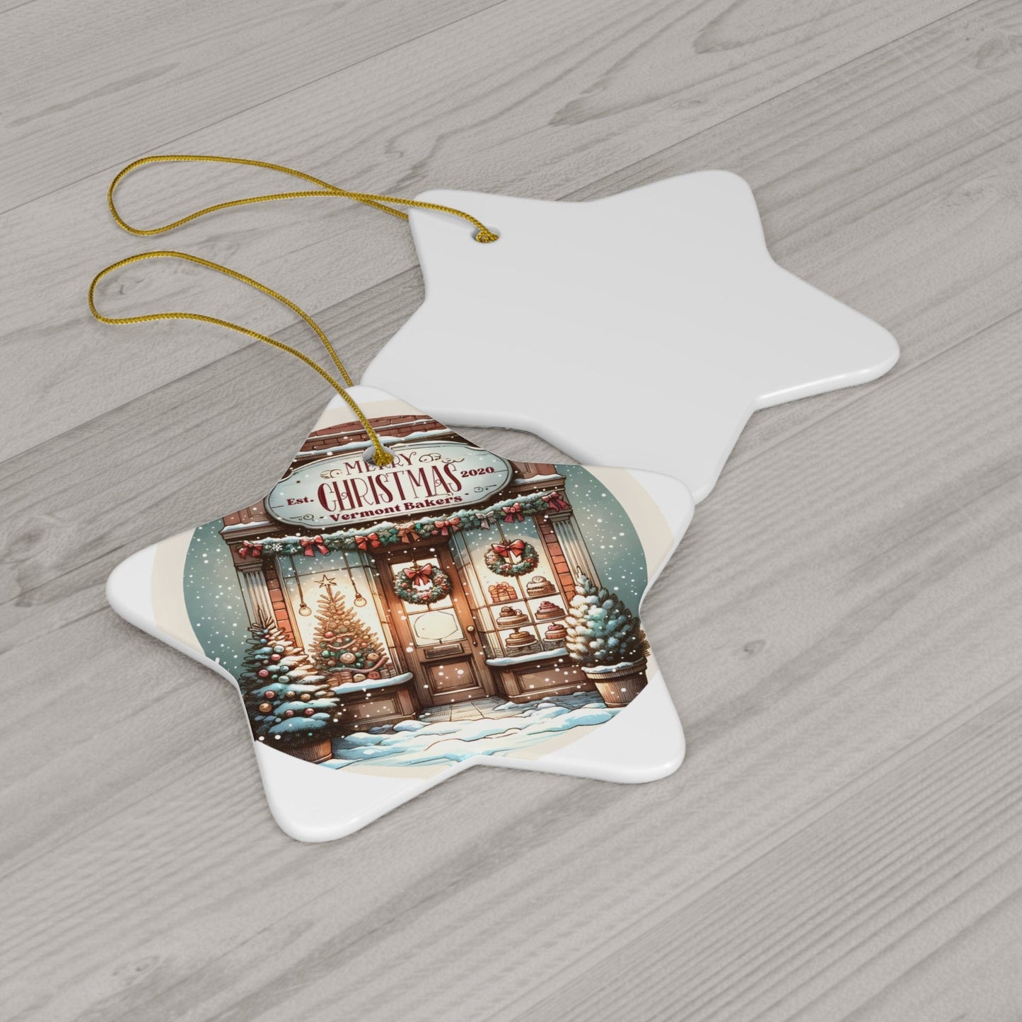 Custom Decor Christmas Ornaments 2023 3mm Round Ceramic (Four Shapes) | First Christmas as Business Owner Ornament | Ideal for Bakery Shop & Small Business Owners | Unique Startup Gift | Hanging Ornament