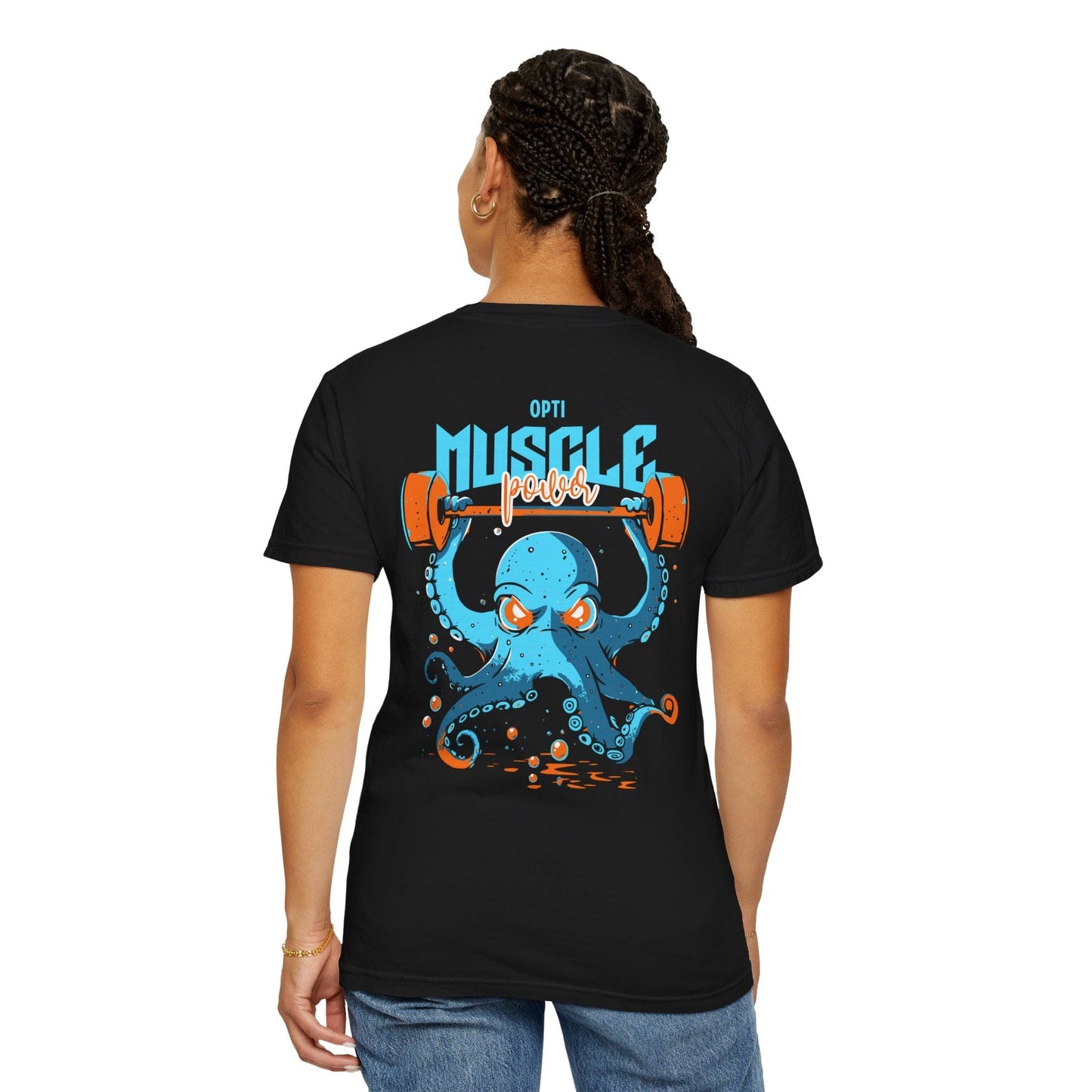 Funny Octopus Gym Cotton Back Graphic T-shirts Oversized Unisex - Black/Navy, Trendy Workout Shirt