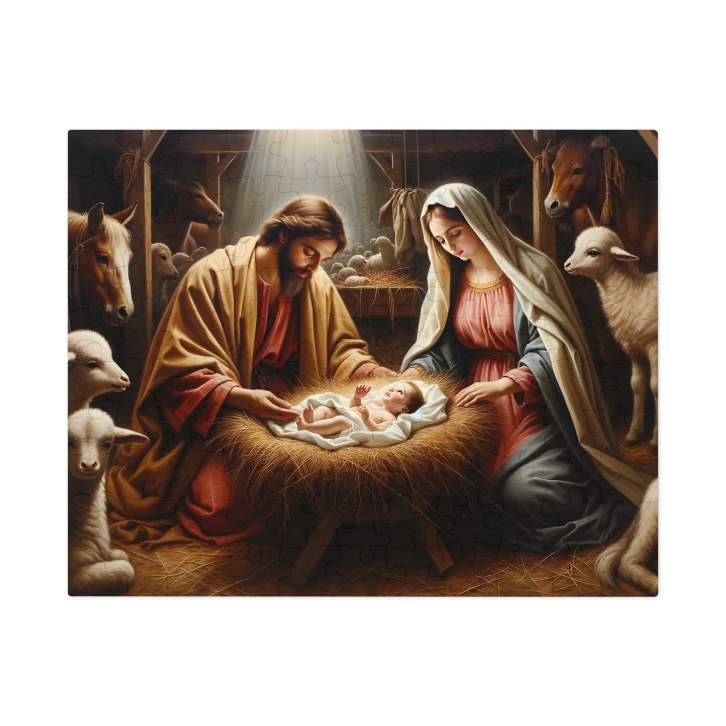 Nativity Scene Jigsaw Puzzles 110, 252, 500, 1000 piece | Oil Painting of Jesus, Mary and Joseph | Limited Edition | DIY Stress Reliever Gift