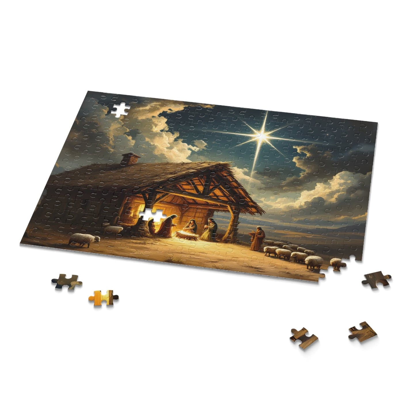 SARSARI Bethlehem Night Light Star of David Jigsaw Puzzle Games (120, 252, 500 pieces) for Adults | Christian Art Jigsaw Gift for Kids | Religious Christmas Activity