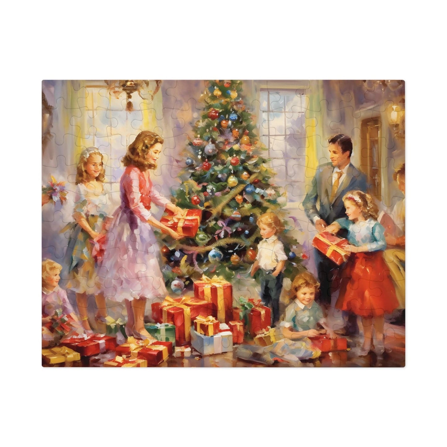 Christmas Eve Jigsaw Puzzle (1000 Pieces): Happy Family Around Christmas Tree | Custom Sizes (110-1000) | Hardest Puzzles | Festive Puzzle Gifts | Stress-Relief Activity for Kids & Adults | Limited Edition