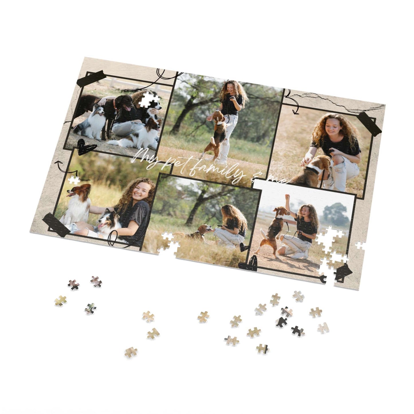 My Pet Family Custom Photo & Text Jigsaw Puzzle 1000/500/252/110 Pieces | Customized Gift for Pet Lovers