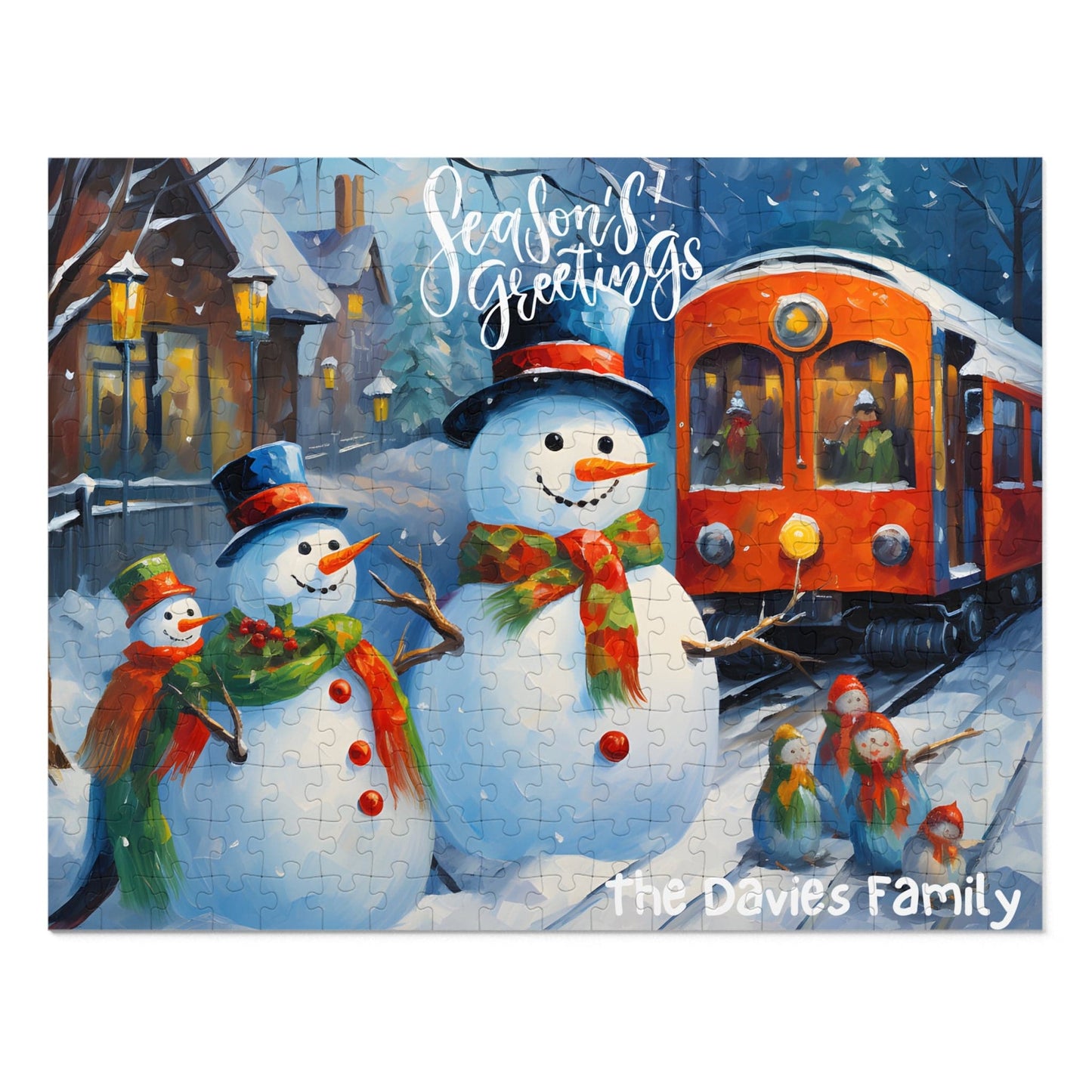 Customizable Jigsaw Puzzle Gift 1000 Pieces: Snowman Adventures | Custom Text with Sizes (110-1000 Pieces) | Challenging Puzzle | Ideal Gift | Educational Family Activity