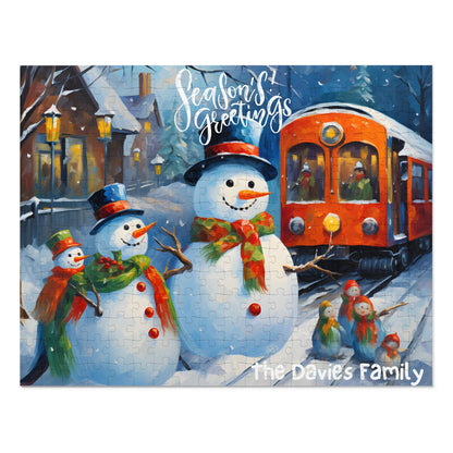 Customizable Jigsaw Puzzle Gift 1000 Pieces: Snowman Adventures | Custom Text with Sizes (110-1000 Pieces) | Challenging Puzzle | Ideal Gift | Educational Family Activity