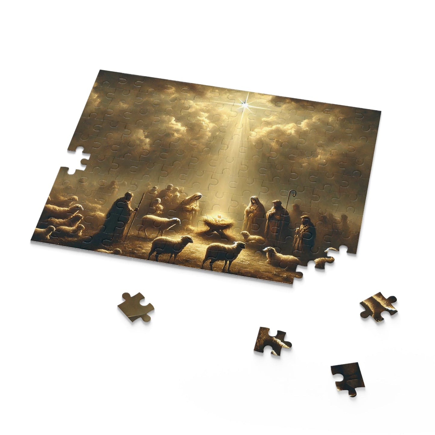 SARSARI A Star is Born Nativity Jigsaw Puzzle Games (120, 252, 500 pieces) for Adults | Educational Brain Toys | Holiday Religious Gift for Family