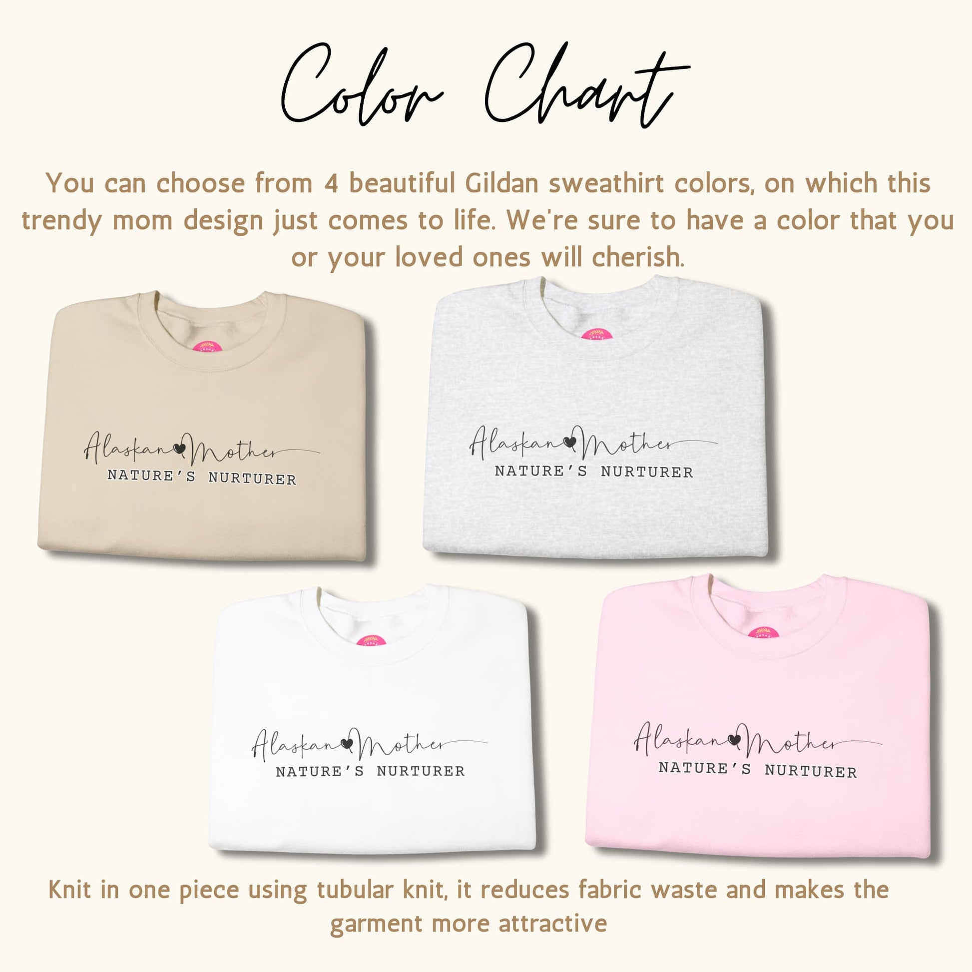 Various color options for the Alaskan Mother Personalized Crewneck Sweatshirt, presenting a range of choices for personal preference.