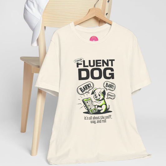 Bold Dog Statement Print Graphic natural Tee on hanger