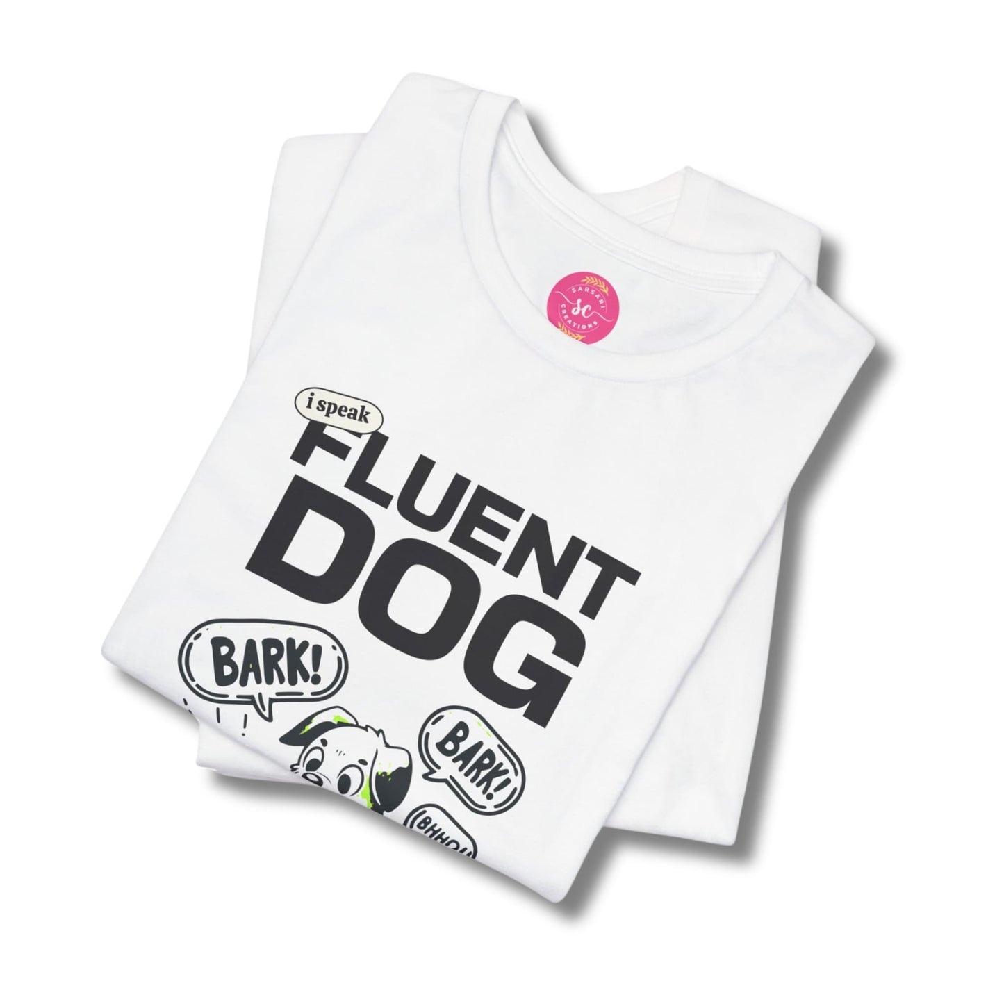 Bold Dog Statement Print Graphic white Tee shirt folded