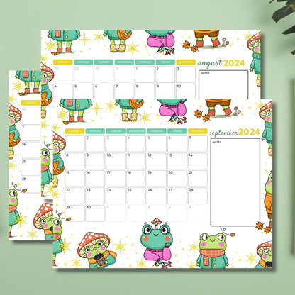 2024 july august september monthly calendar sheets placed on a green background with plant