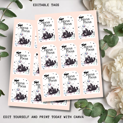 Sheet of printable Halloween tags ready for customization