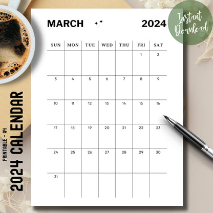 March Minimalist Printable Monthly Calendar to Print- banner image