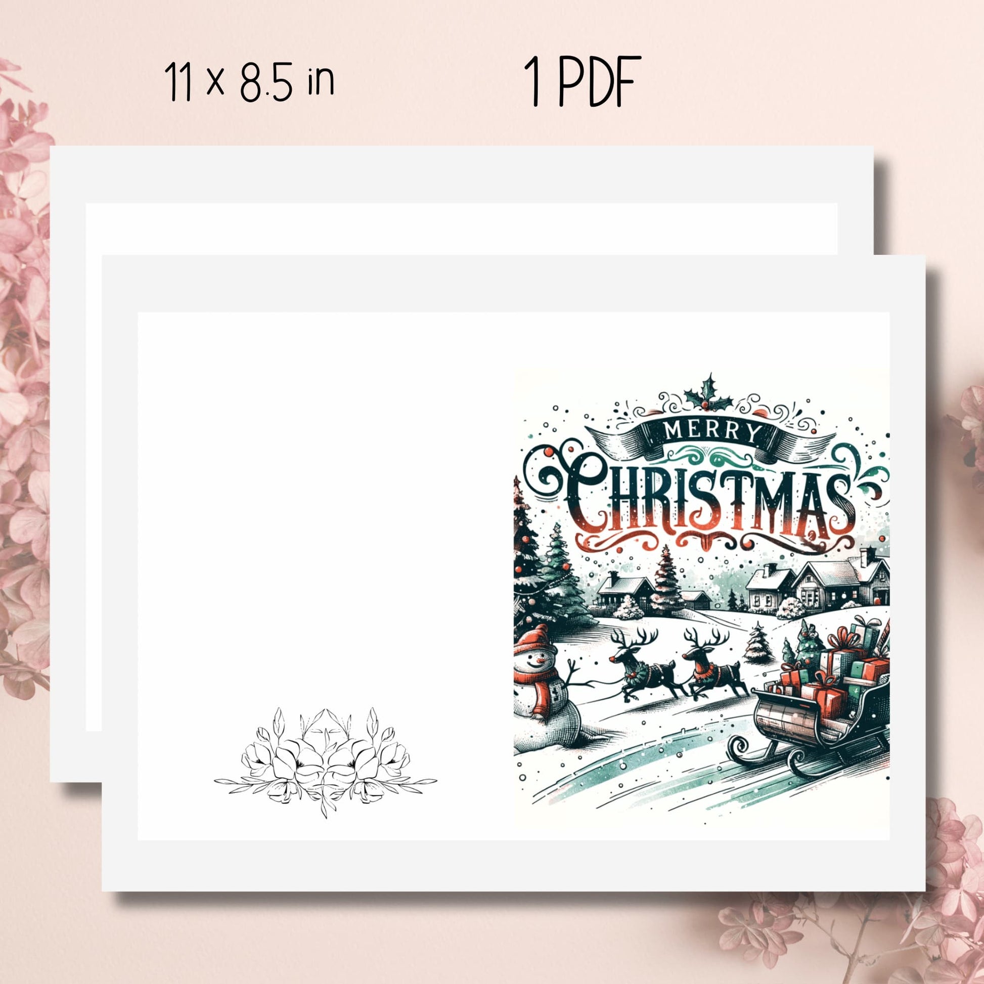 11x8.5 inch greeting card print-ready sheet, featuring a crisp and professional layout, ready for printing and personalization.