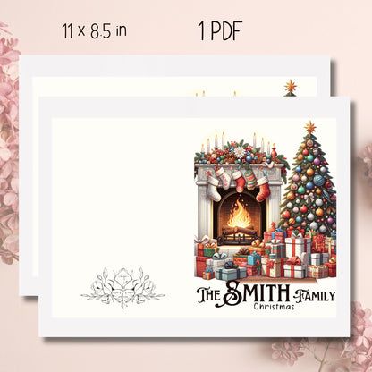 11x8.5 inch print-ready sheet for the 2023 Family Name Christmas Card, featuring editable templates perfect for crafting personalized and heartfelt holiday greetings.