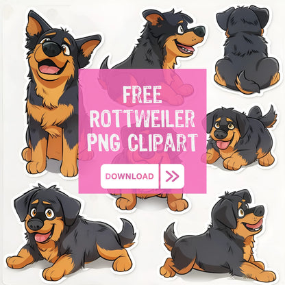 Rottweiler Clipart Set of 7 PNG Bundle