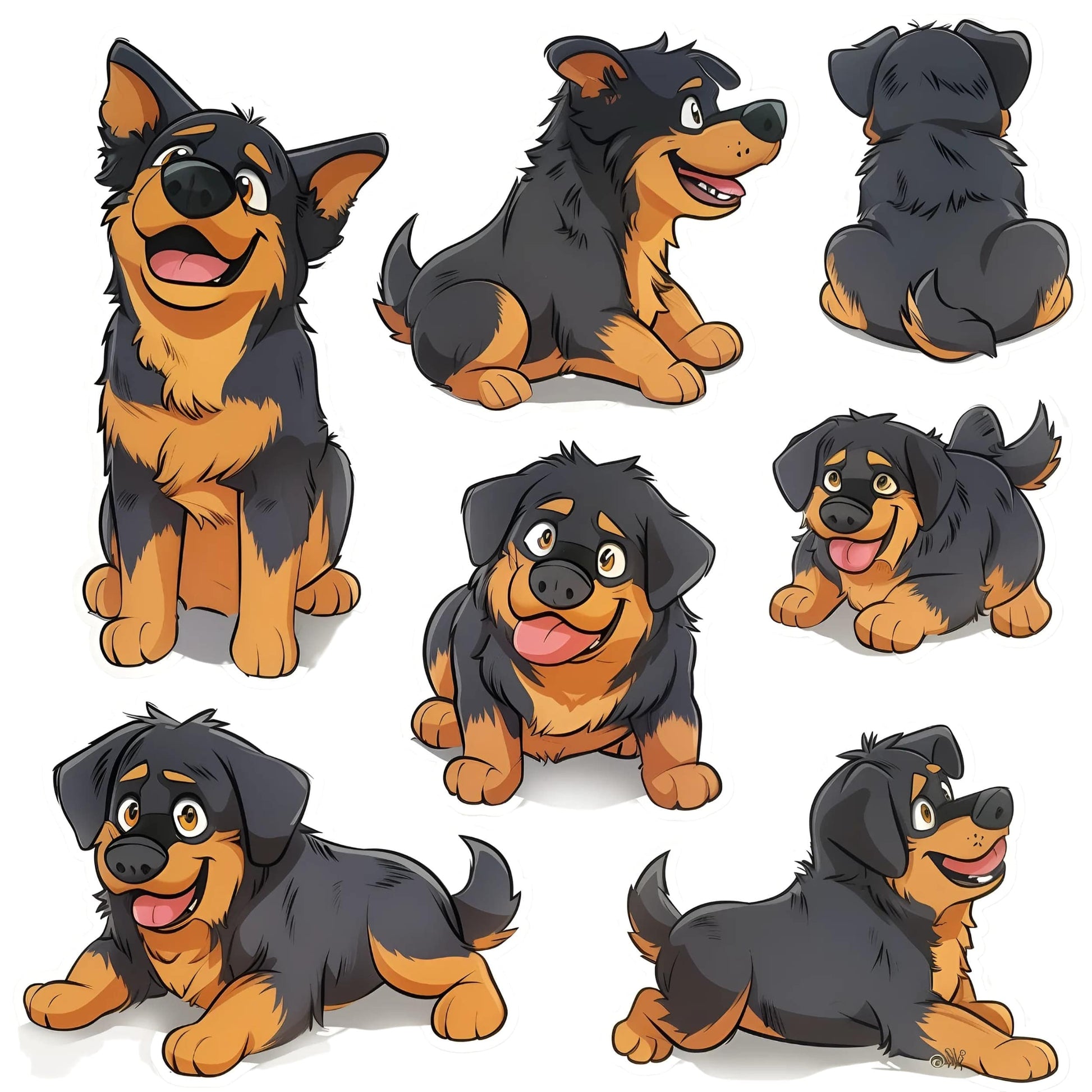 Rottweiler Clipart Set of 7 PNG Bundle with transparent background