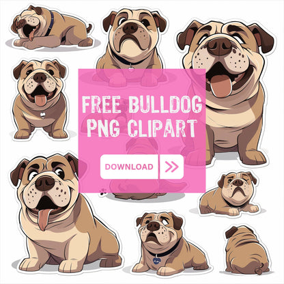 Set of 10 PNG Bulldog Clipart Bundle