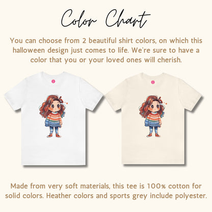 Selection of color options for the Kawaii Girl Cartoon Aesthetic Graphic Tee, offering style flexibility to match any wardrobe.