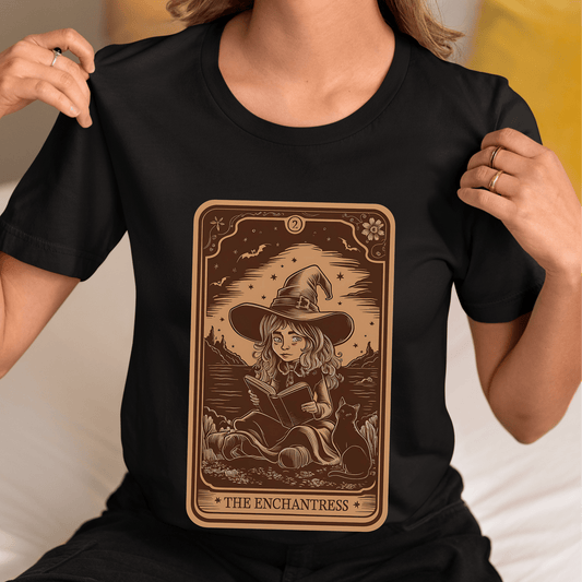 The Enchantress Witch Halloween Print Round Neck Tee Shirt for Women/Men XS-5XL - Black/Natural #G6400