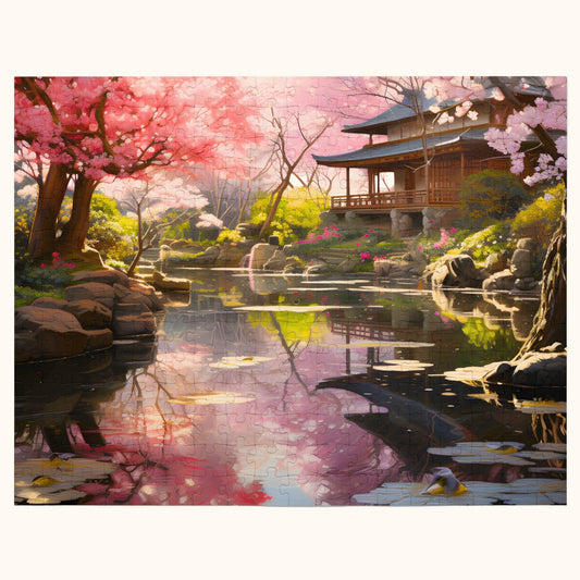 Main view of the 500-piece version of the Tranquil Japanese Garden Photo Jigsaw Puzzle